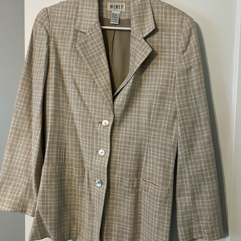 Mixit Women's Tan Plaid Blazer